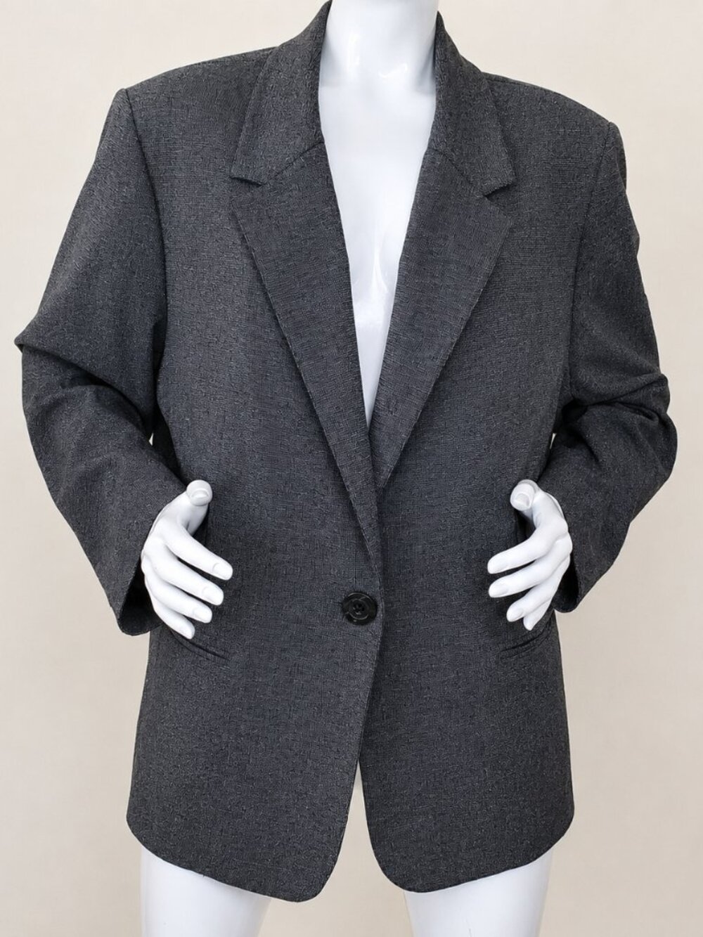 Briggs Women Gray & Black One Button Long Sleeve Plus Size Blazer SZ 3X